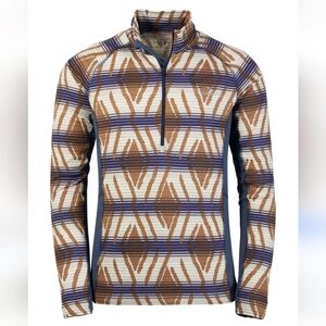 L.L. Bean Half Zip Mid Weight Base Layer Printed Pullover Top XL Reg Che…